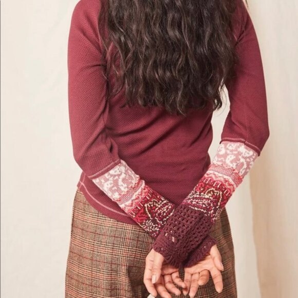 Free People Waffle Knit Long Sleeve Raglan Top - Picture 3 of 4